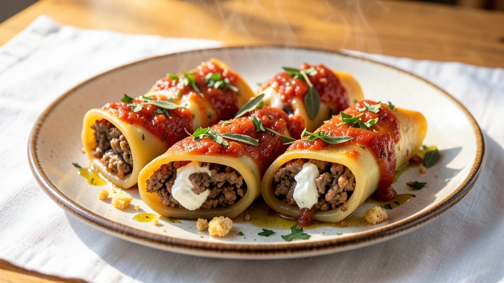 Beef and Pork Cannelloni Recipe: Layered Richness With Melty Cheese and Herbed Twist