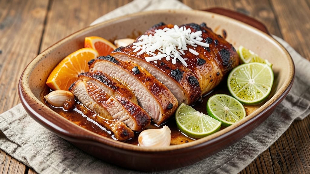 Caribbean Pork Roast Recipe: Spiced Rum Glaze and Celery Crown Crunch