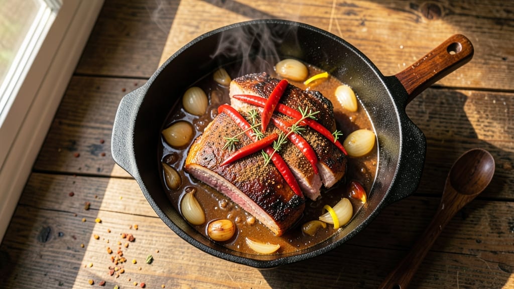 Caribbean Pork Stew Recipe: Rum-Spiced Richness with Cassava Crunch