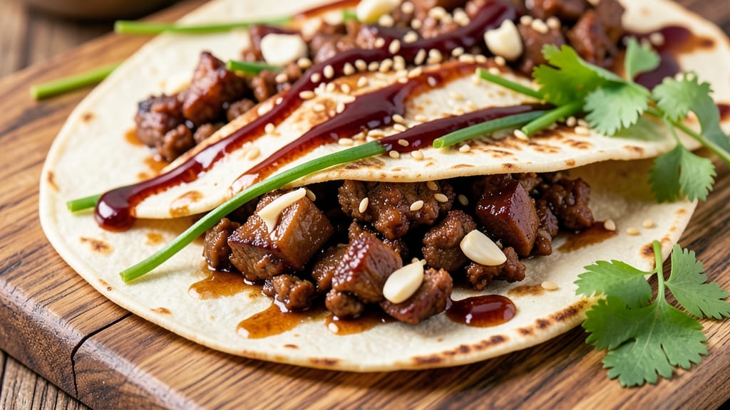 Asian Pork Wraps Recipe: Crispy Tortilla Crunch With Sweet-Chili Filling