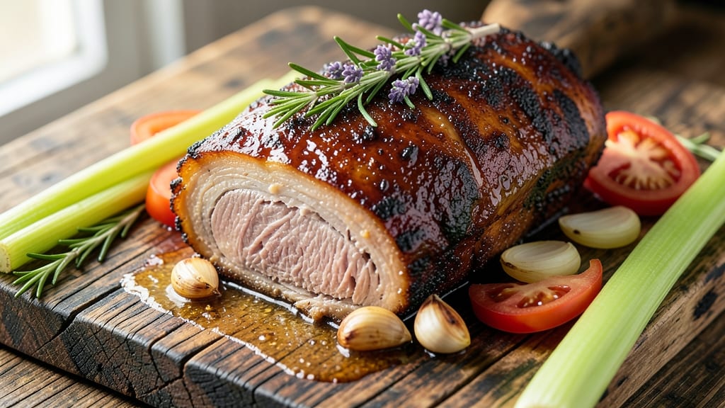 Bradley Smoker's Pork Shoulder Recipe: Celery Crown Crunch Meets Smoky Herb Gravy