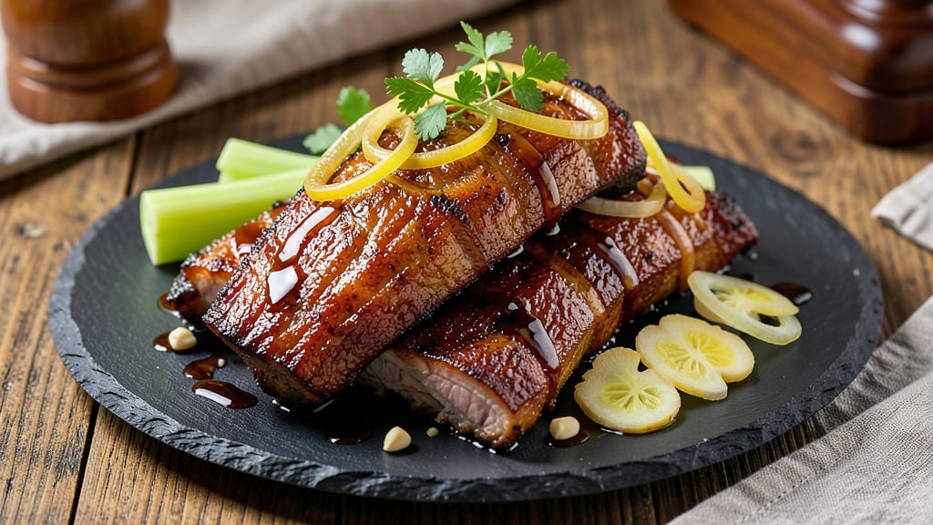 Chinese BBQ Pork Spare Ribs Recipe: Smoky Soy-Vinegar Shreds With Crispy Celery Crowns