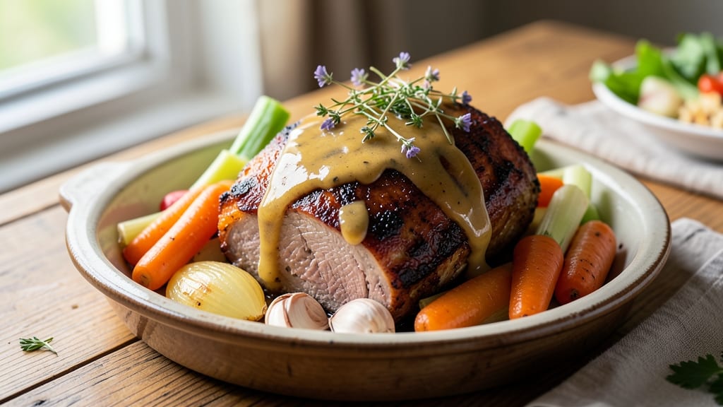 Pork Roast Crock Pot Recipe Pioneer Woman: Slow-Cooked Celery Crown Crunch Over Savory Gravy