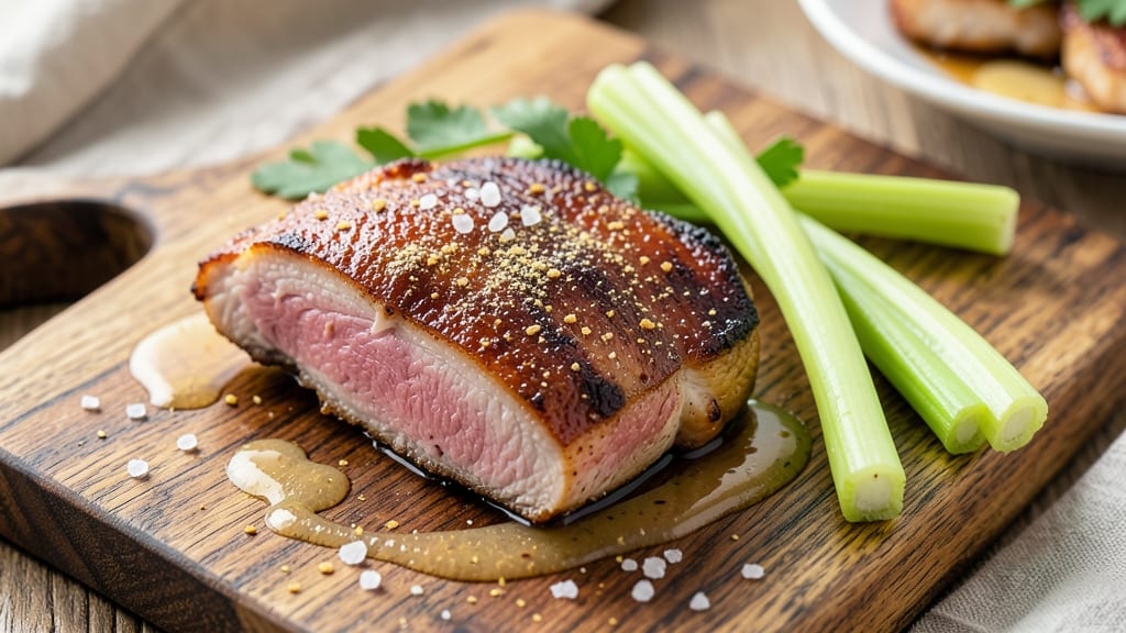 Baked Butterfly Pork Chops Recipe: Juicy Pink Centers With Crispy Celery Crown Topping