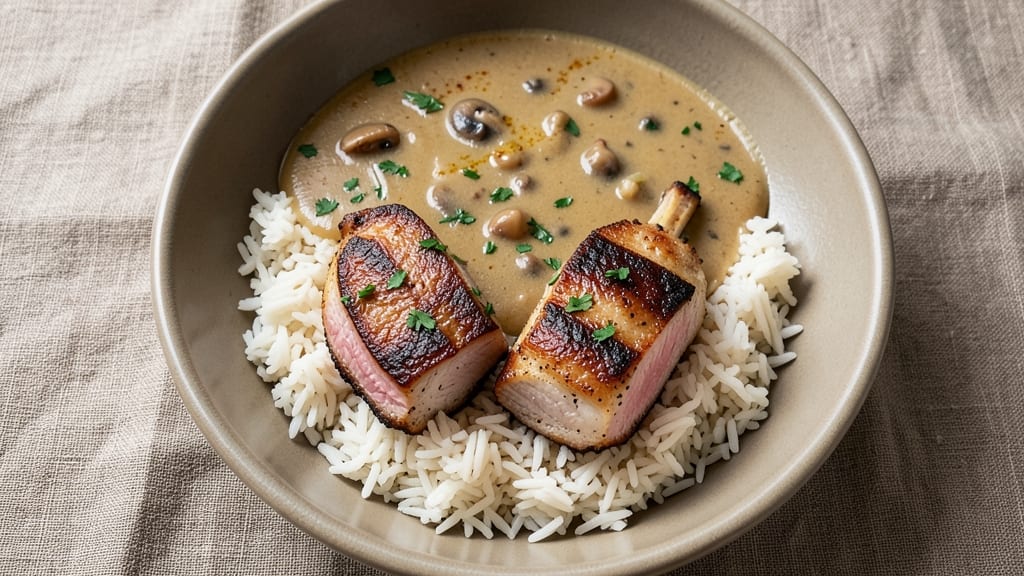 Pork Chops and Rice With Campbell's Mushroom Soup Recipe: One-Pot Creamy Mushroom Magic