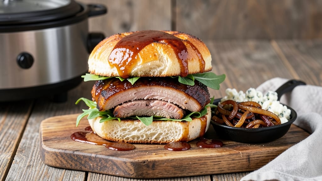 BBQ Pork Sandwiches Recipe Slow Cooker: Crispy Celery Crowns Over Smoky Sweet Shreds