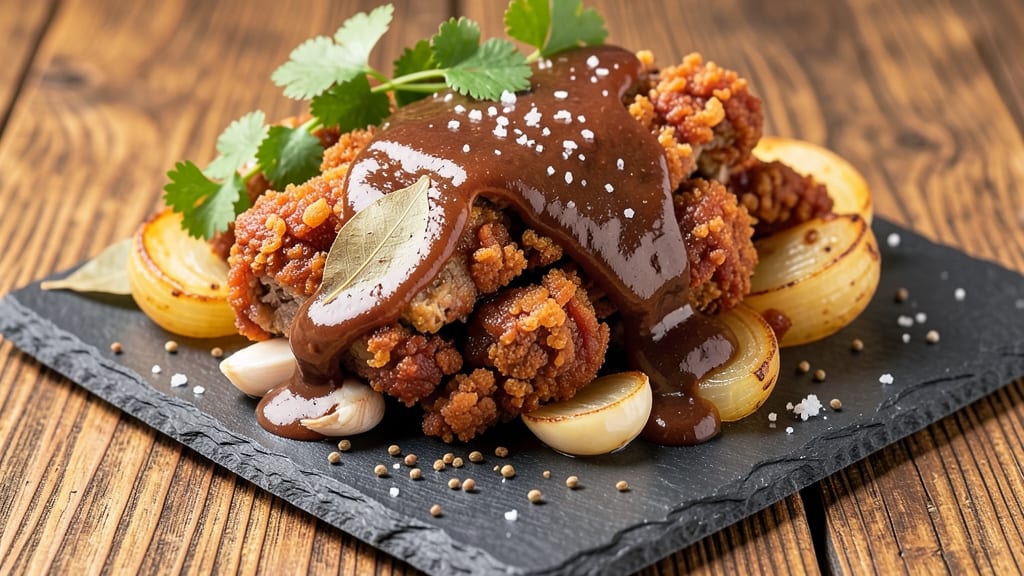Boiled Pork Carnitas Recipe: Crispy Celery Crowns Over Smoky Cumin Shreds