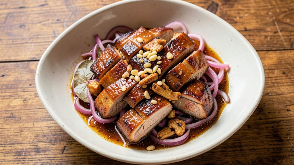 Best Filipino-Style Pork Barbecue Recipe: Crispy Celery Crowns Over Sweet Vinegar Shreds