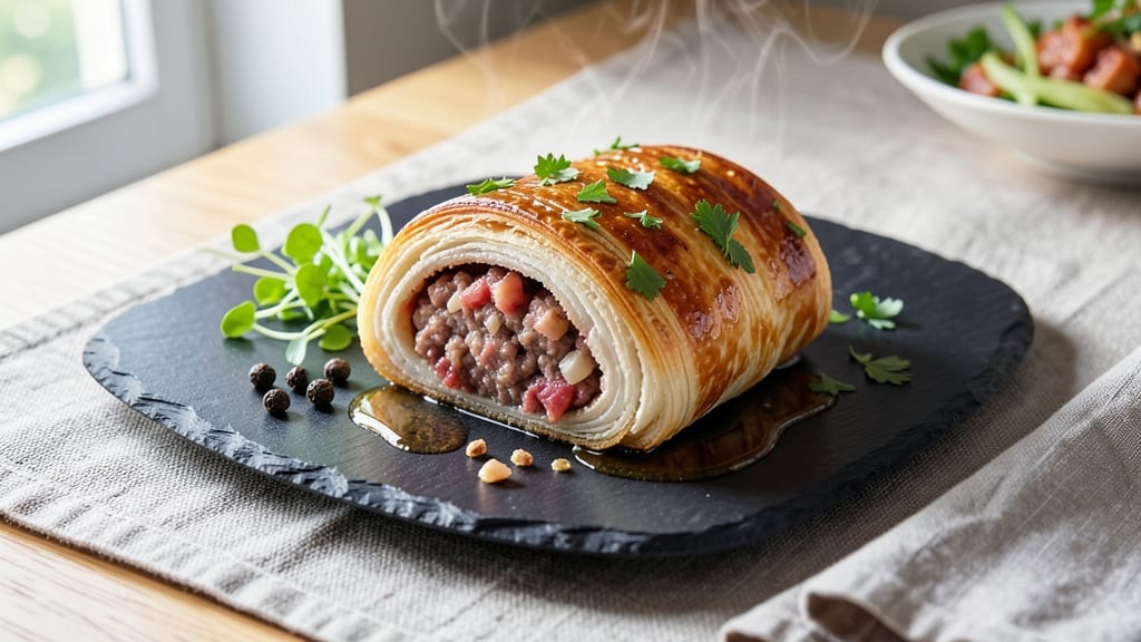Beef and Pork Sausage Rolls Recipe: Flaky Pastry Wrapped in Herby Filling