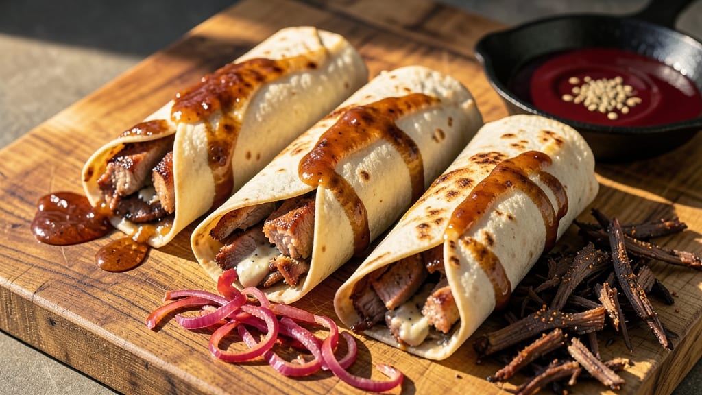 Barbecued Pork Burritos Recipe: Smoky Chipotle Crunch in Flaky Tortillas