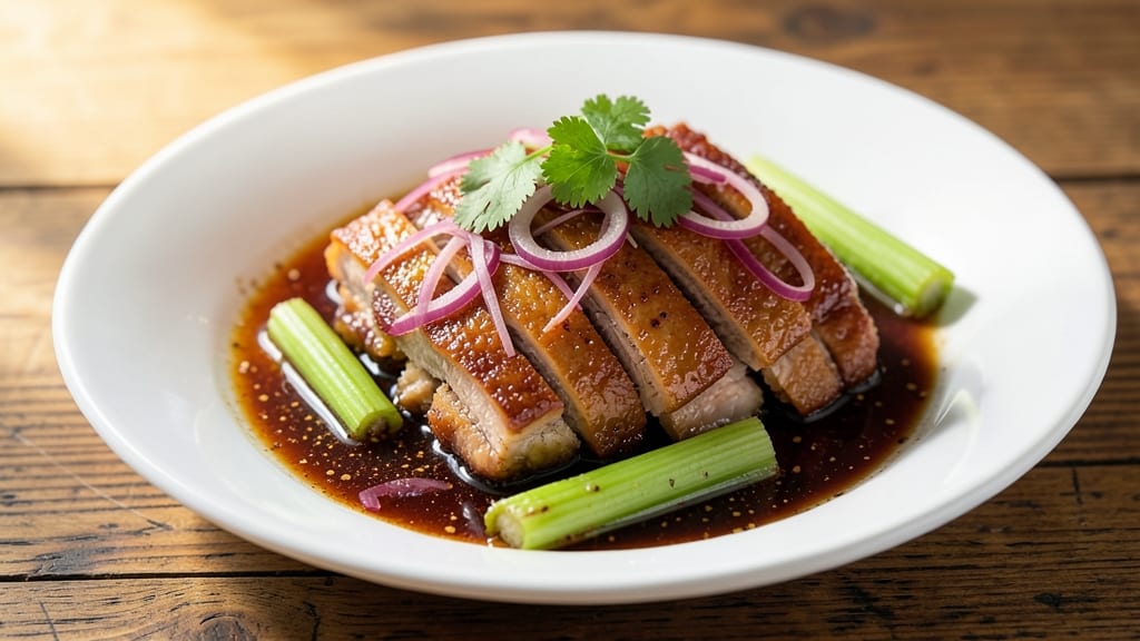 Cantonese Braised Pork Belly Recipe: Five-Spice Infused Richness With Crispy Celery Crowns