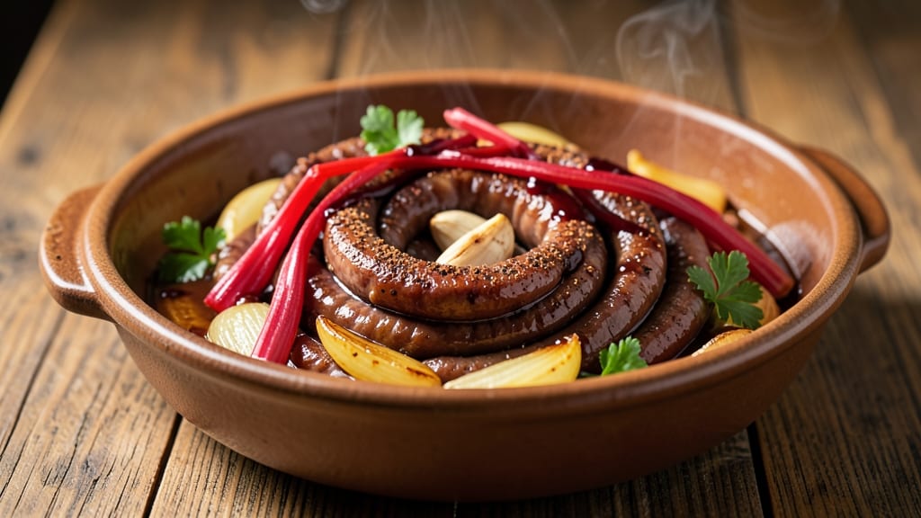 Braised Pork Intestines Recipe: Crispy Celery Crowns Over Silky Spiced Shreds