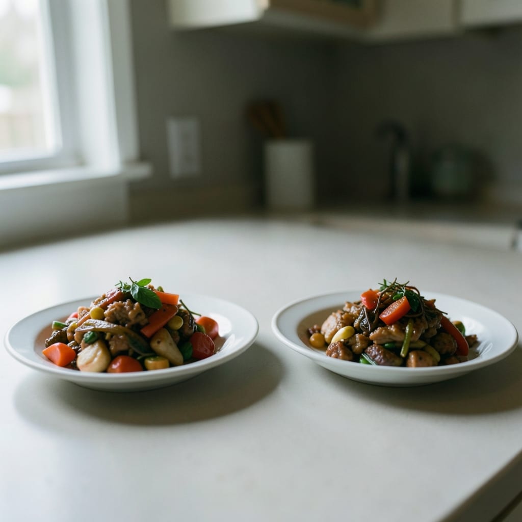 Two versions of the same dish, side by side