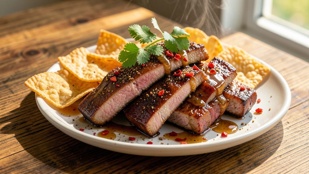Barbecue Pork Belly Strips Recipe: Crispy Lardons With Smoky Five-Spice Glaze