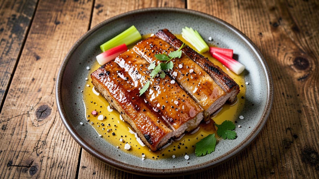 Baked Pork Side Ribs Recipe: Crispy Celery Crowns Over Smoky Maple Gravy