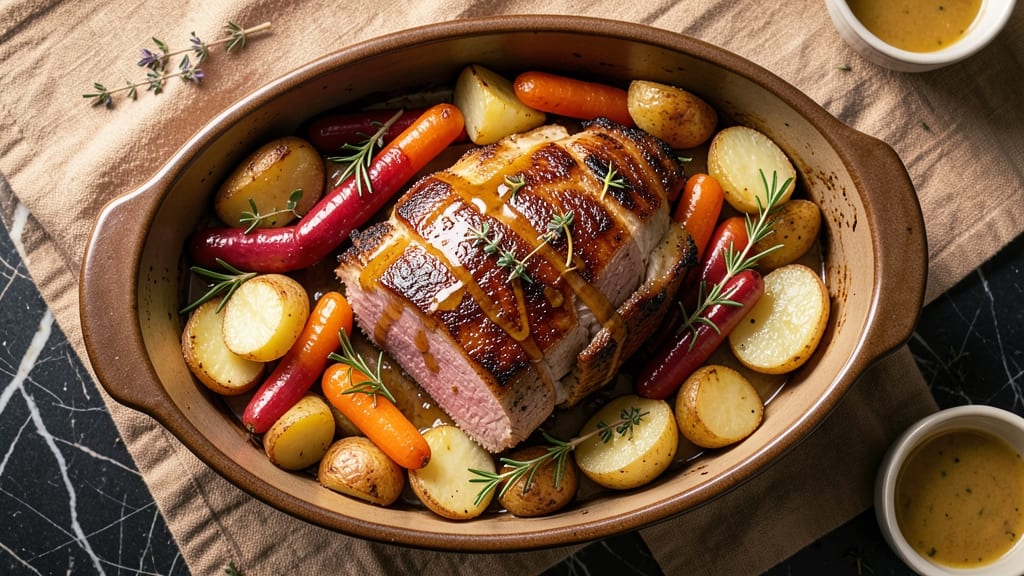 Boneless Pork Loin Roast Recipe with Potatoes and Carrots: One-Pan Roast Feast With Golden Crispy Roots