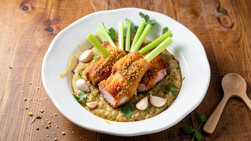 Breaded Pork Chop Filipino Recipe: Crispy Celery Crowns Over Garlic Soy Panade