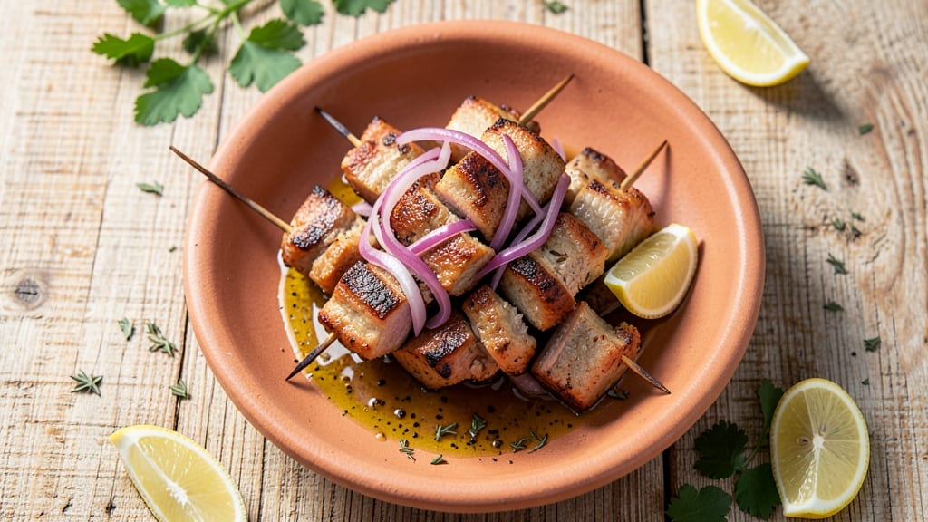 Authentic Greek Pork Souvlaki Recipe: Charred Lemon-Garlic Skewers With Crispy Edges