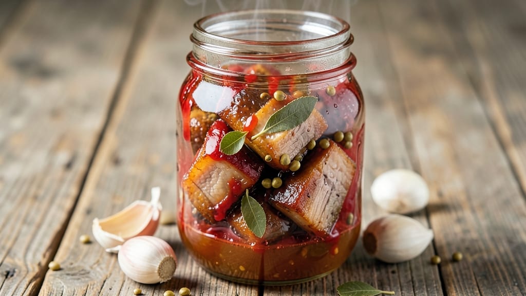 Canned Pickled Pork Hocks Recipe: Celery Crown Crunch Over Tangy Braised Shreds