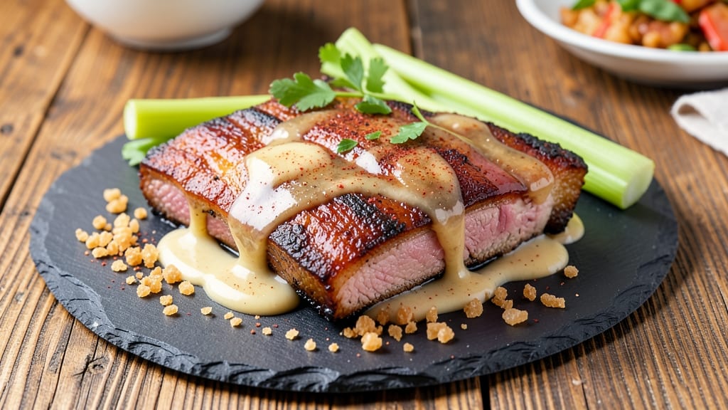 Butter Pork Ribs Recipe: Celery Crown Crunch Over Smoky Sweet Shreds